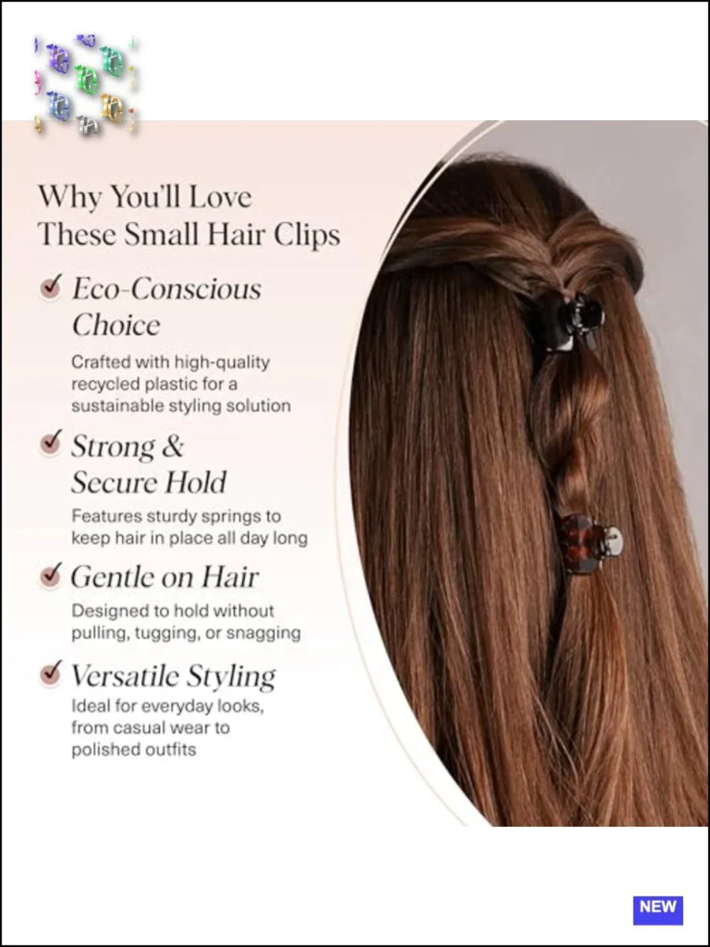 Small Hair Claws - Recycled Plastic, Stay-in-Place Clips for Women